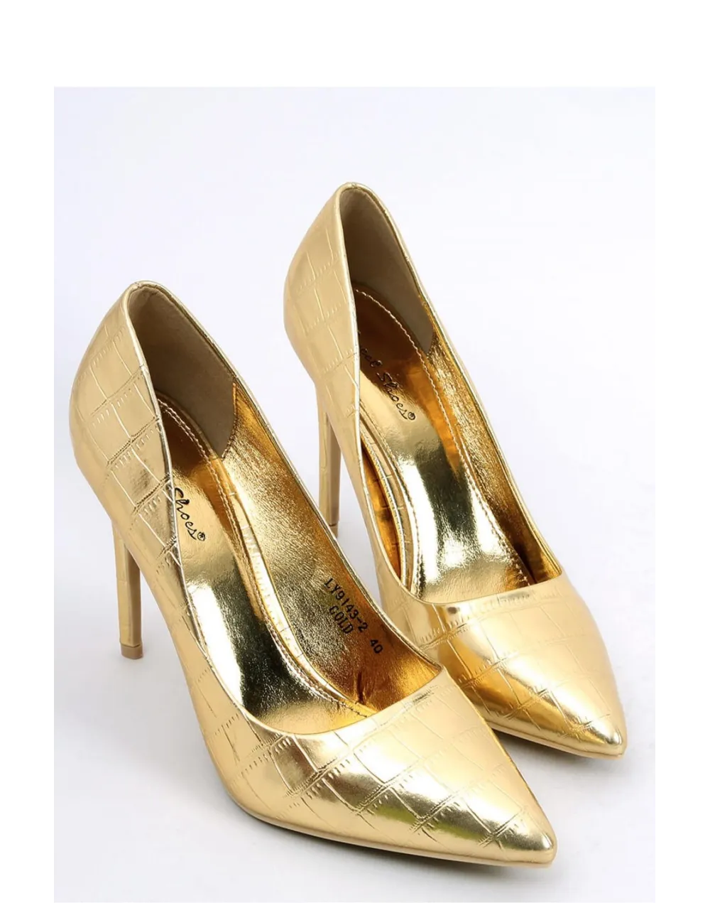 Szpilki damskie metaliczne CROWN GOLD - Inello